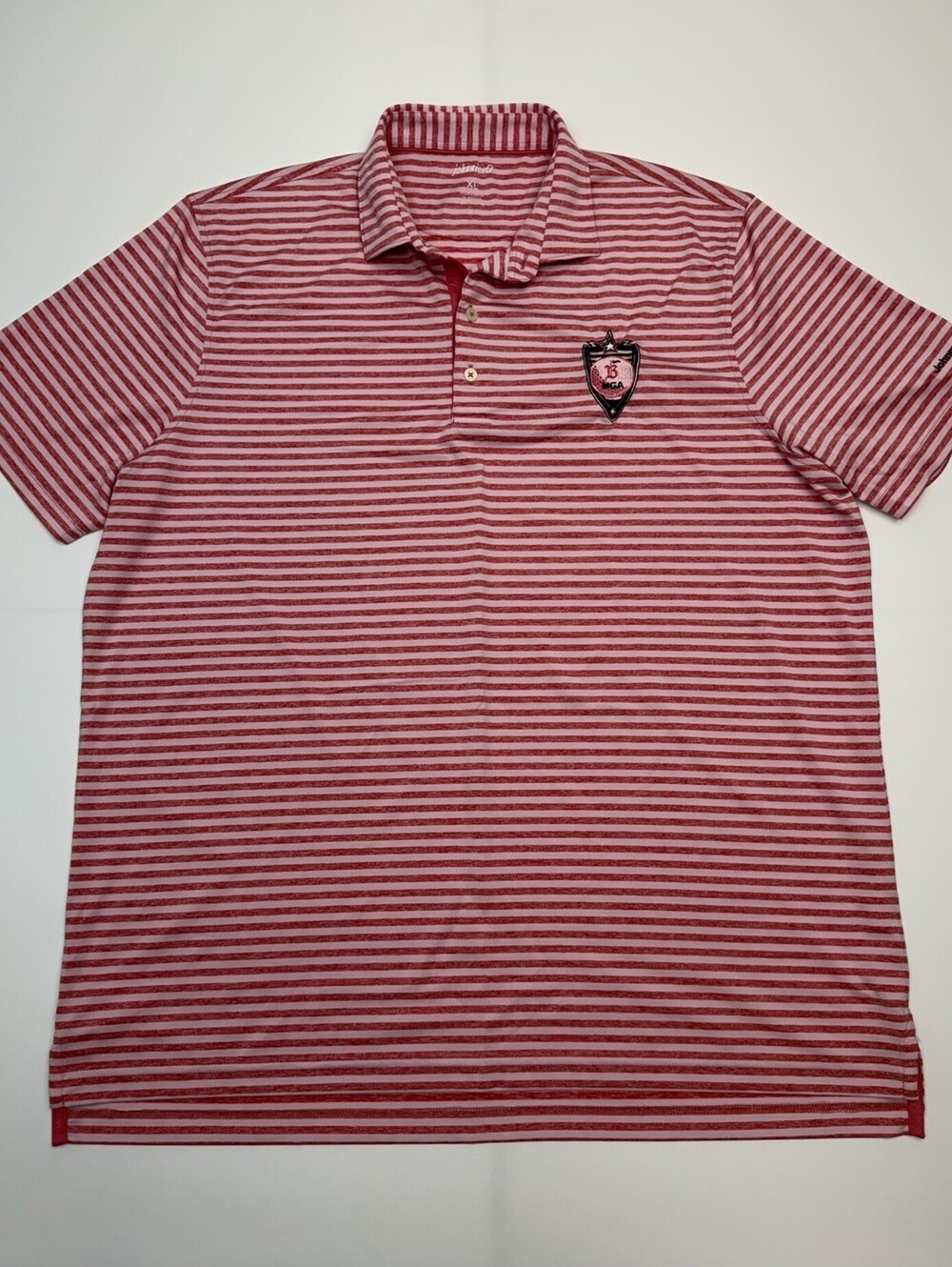 johnnie-O Men’s XL Johnny Johnson Cup 2020 Golf Polo Red Pink Striped